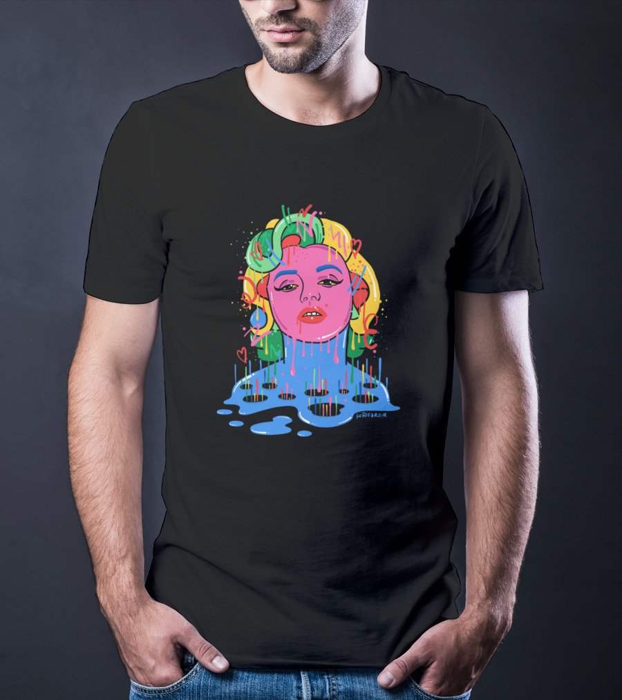 Marylin Monroe Trippy Monroe Vibrant Pop Art By Santlov T-Shirt