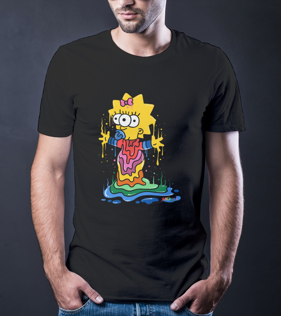 Melting Three Eyed Maggie Simpson Dripping Psychedelic Colors By Sh0ck9r T-Shirt