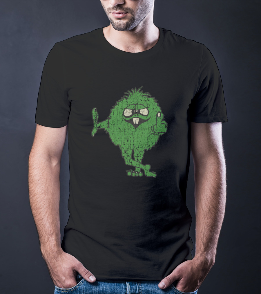 Middle Finger IDGAF Green Monster Sticking Out Tongue T-Shirt