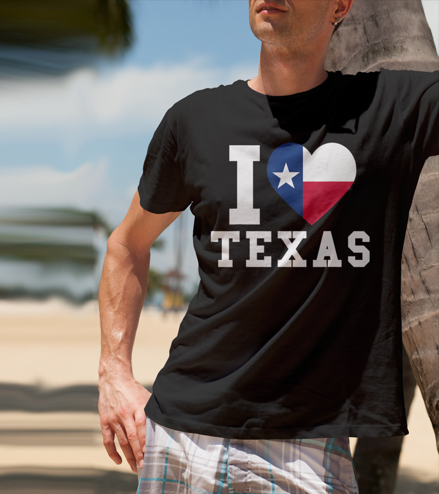 I Love Texas Heart Lone Star Flag T-Shirt