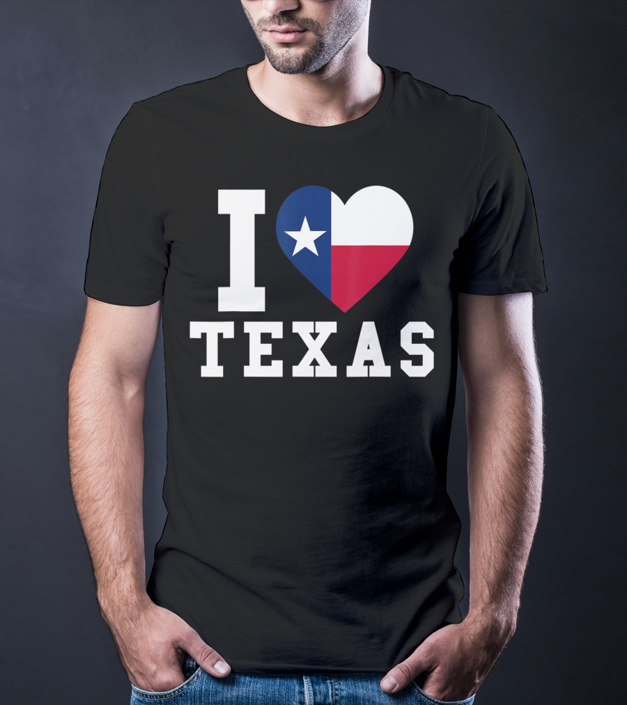 I Love Texas Heart Lone Star Flag T-Shirt