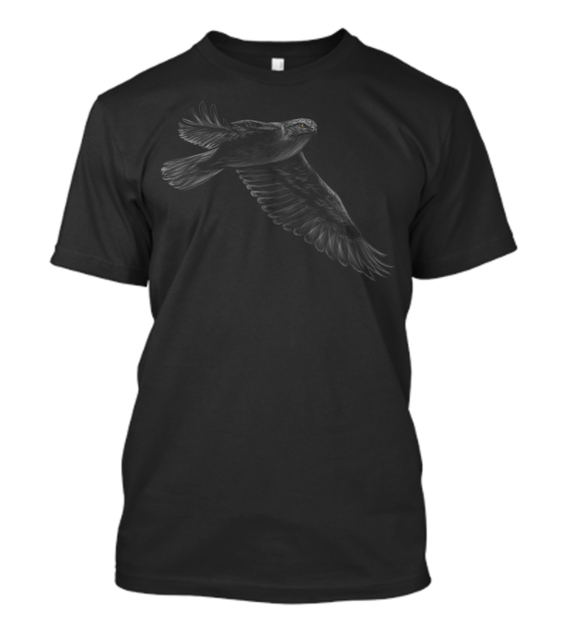 Flying Falcon Hand Drawn Support Animal Rights Black Hawk T-Shirt