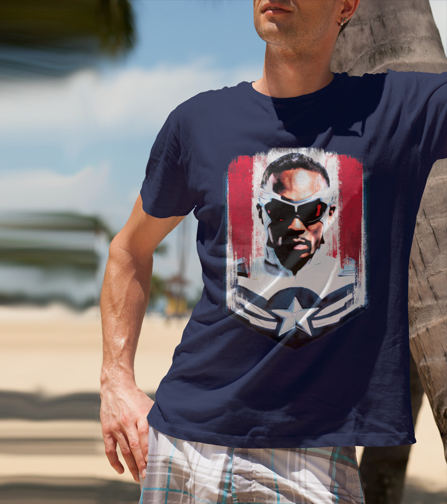 Marvel Captain America Sam Wilson Falcon Soldier Iconic Shield T-Shirt