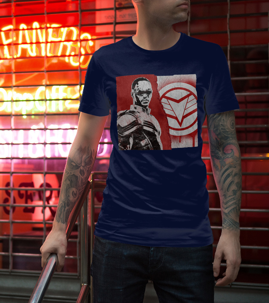 Marvel Sam Wilson The Falcon And The Winter Soldier Red White Emblem T-Shirt