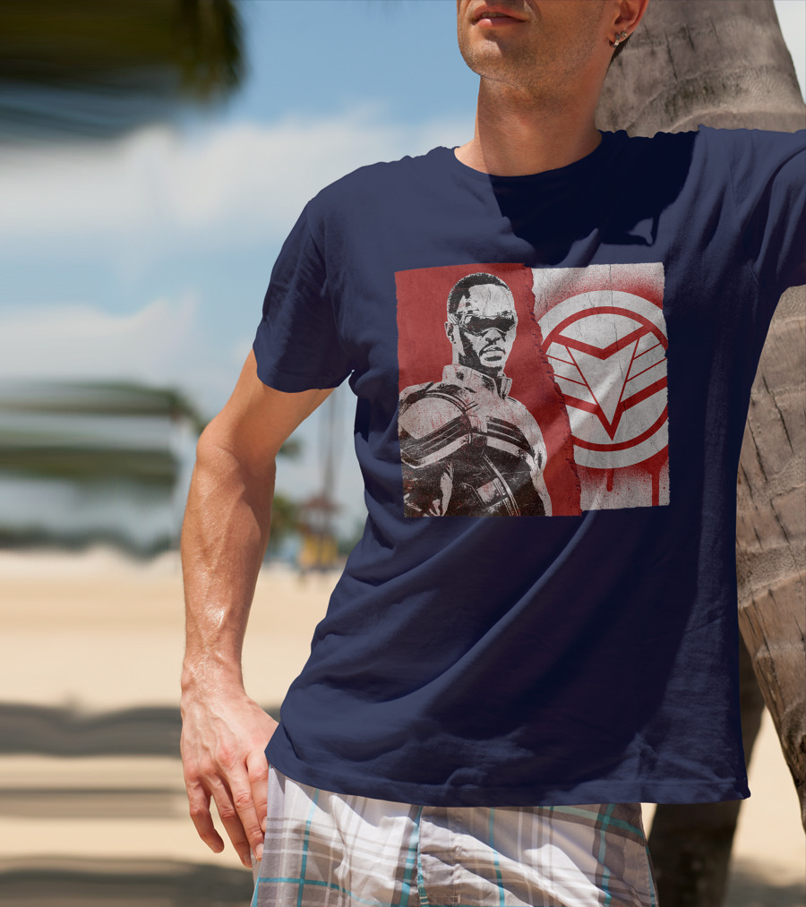 Marvel Sam Wilson The Falcon And The Winter Soldier Red White Emblem T-Shirt