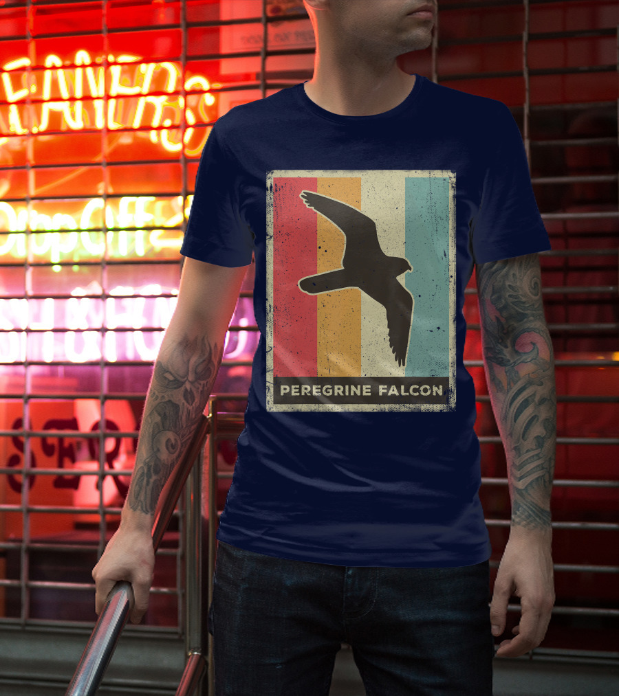 Peregrine Falcon Lover Vintage Animal Retro Stripes T-Shirt