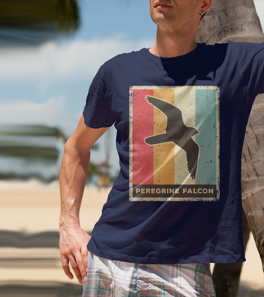 Peregrine Falcon Lover Vintage Animal Retro Stripes T-Shirt