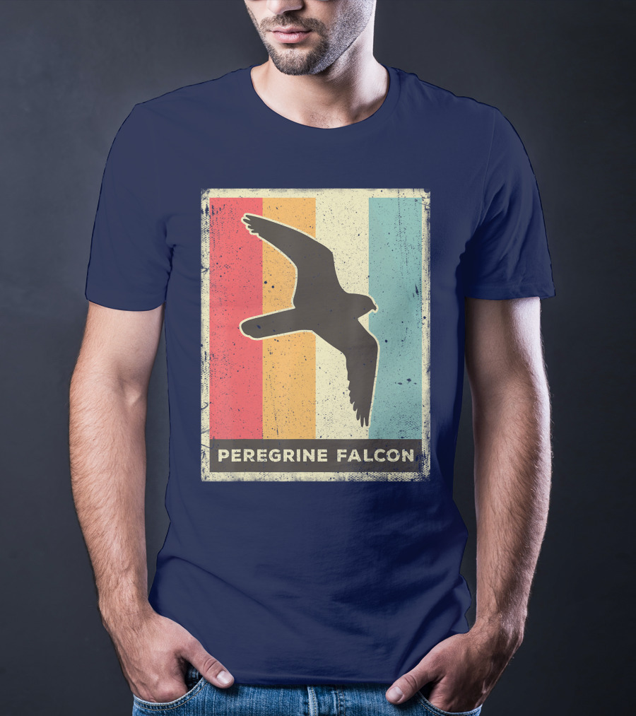 Peregrine Falcon Lover Vintage Animal Retro Stripes T-Shirt