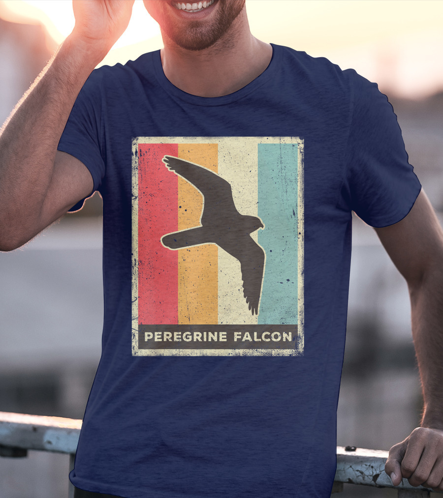 Peregrine Falcon Lover Vintage Animal Retro Stripes T-Shirt