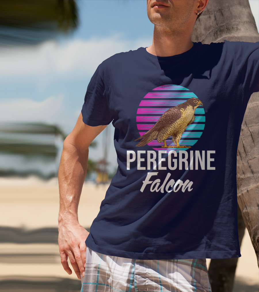 Peregrine Falcon Bird Retro Stripes Falcon Animal T-Shirt