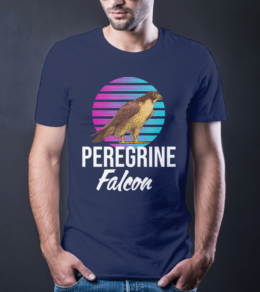 Peregrine Falcon Bird Retro Stripes Falcon Animal T-Shirt