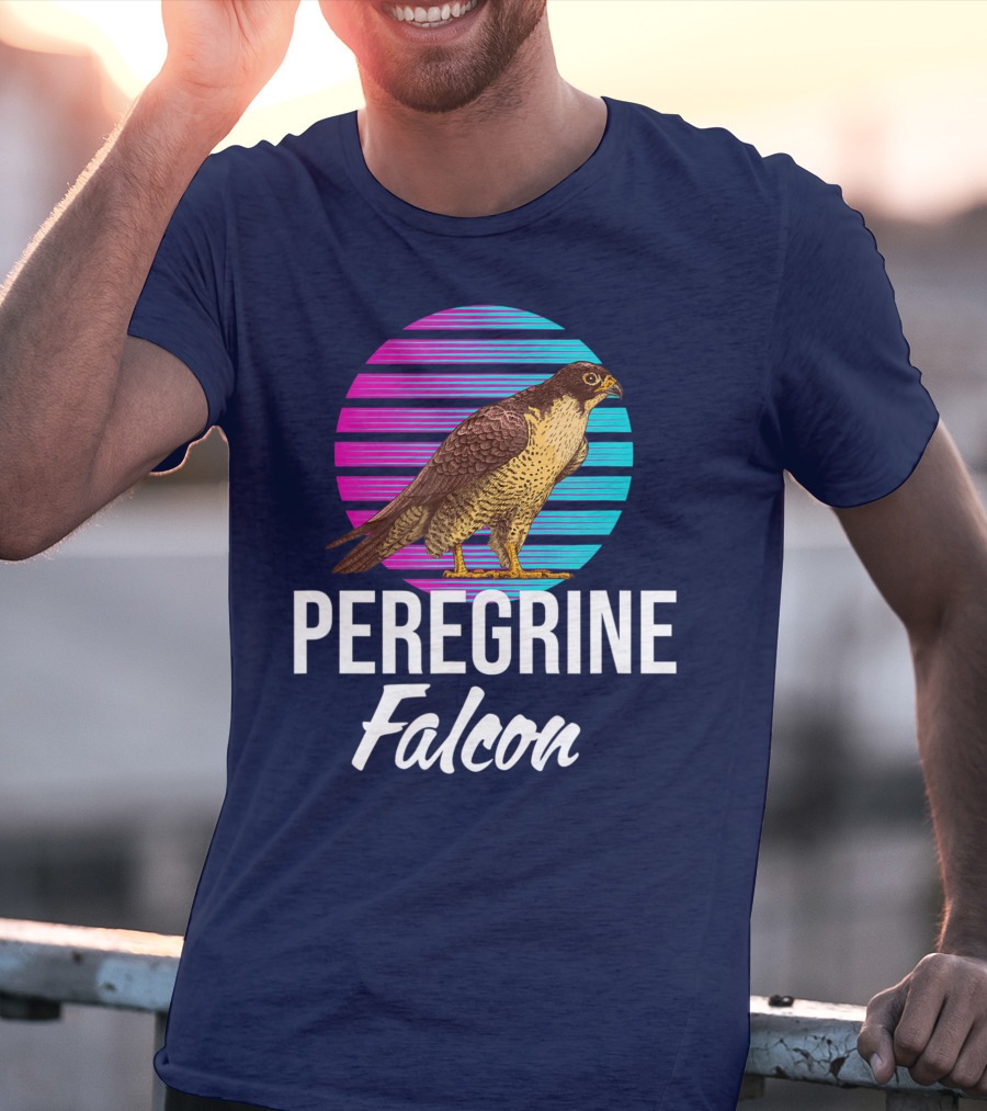 Peregrine Falcon Bird Retro Stripes Falcon Animal T-Shirt