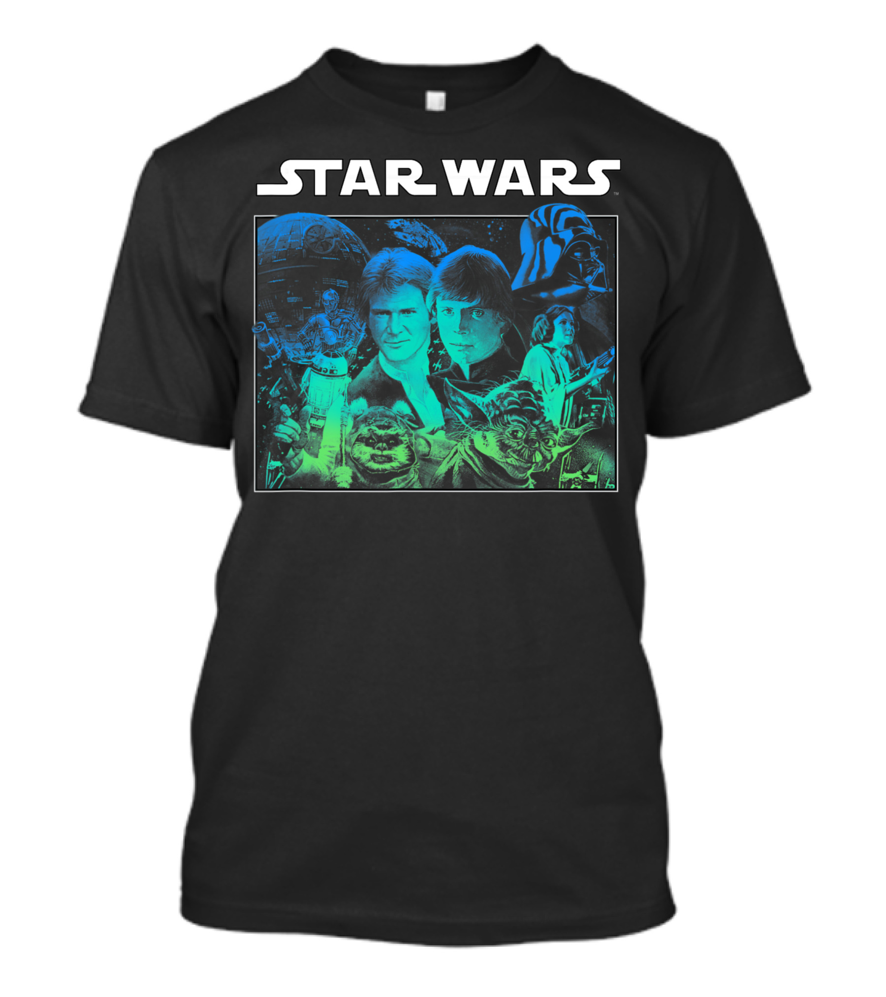 Star Wars Cast Return Of The Jedi Starry Darth Vader Yoda Han Luke Leia T-Shirt