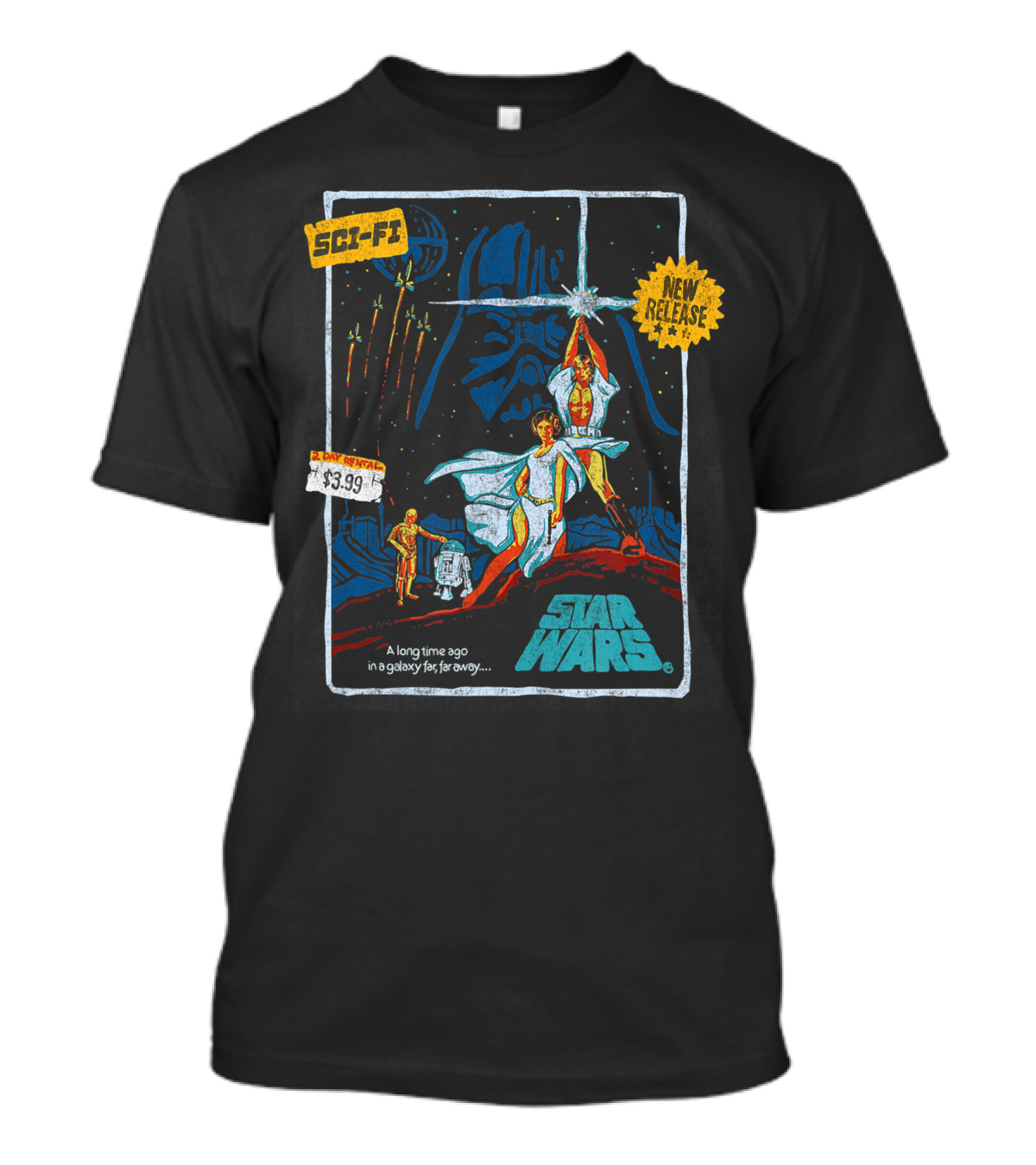 Star Wars Episode Four Luke Skywalker New Release $3.99 Vintage Sci-Fi VHS Cover T-Shirt