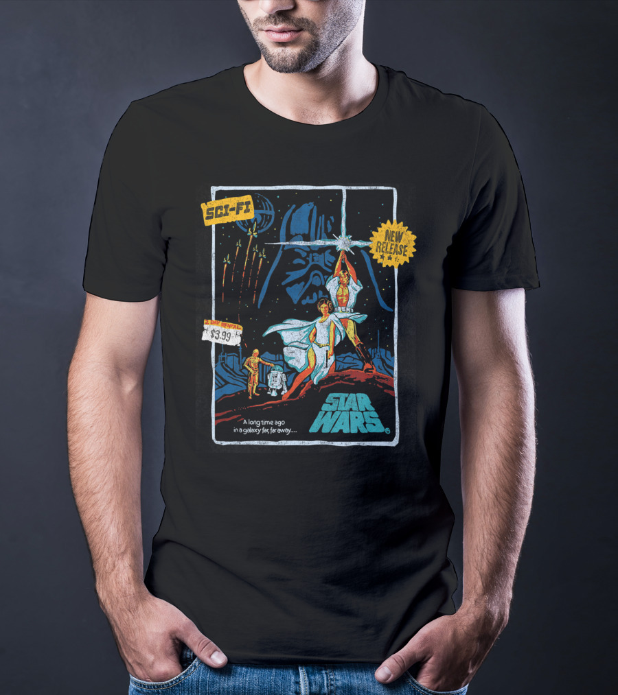 Star Wars Episode Four Luke Skywalker New Release $3.99 Vintage Sci-Fi VHS Cover T-Shirt