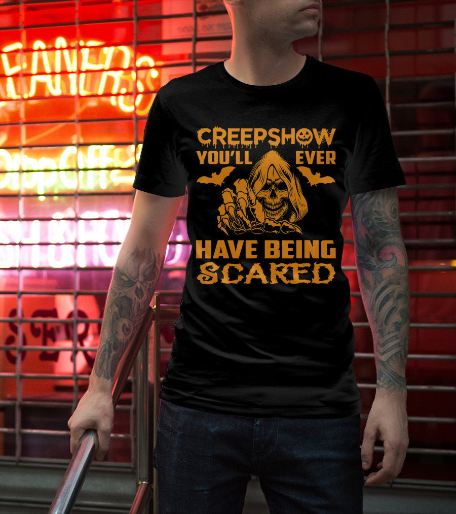 Creepshow You'll Ever Have Being Scared Horror Skeleton Hooded Grim Reaper With Bats T-Shirt