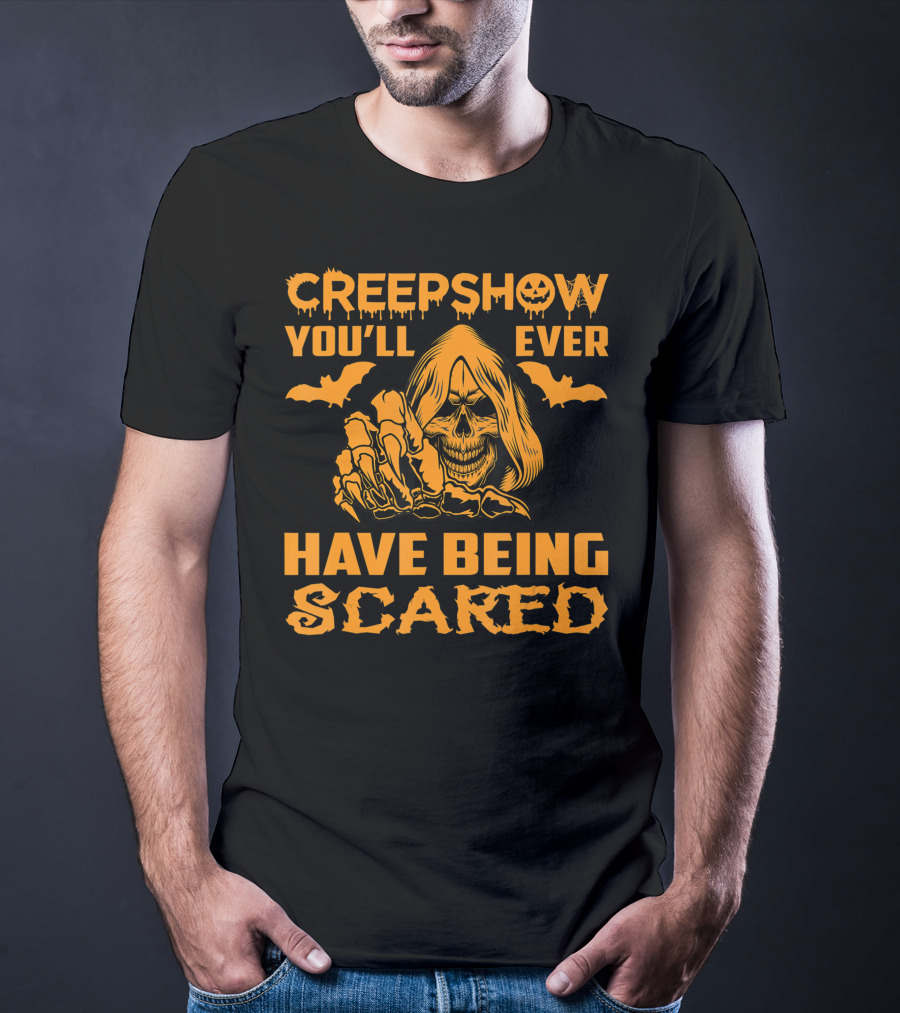 Creepshow You'll Ever Have Being Scared Horror Skeleton Hooded Grim Reaper With Bats T-Shirt
