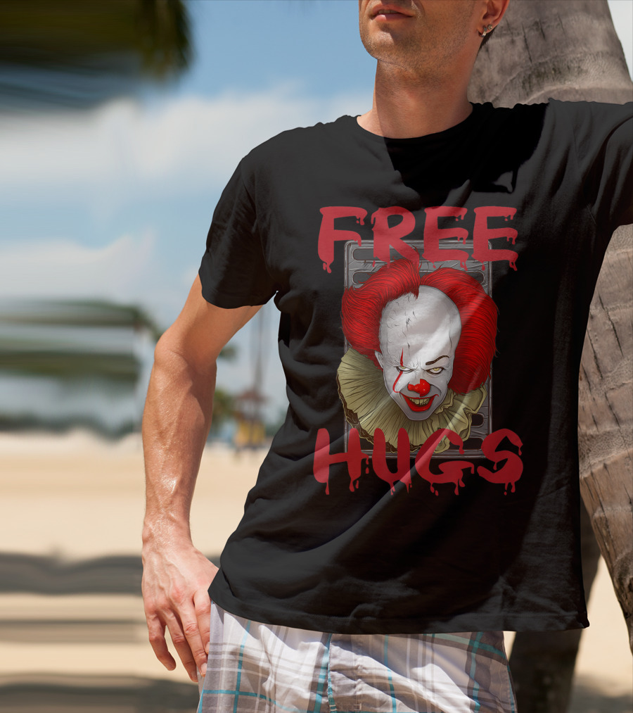 Free Hugs Halloween Evil Killer Scary Clown T-Shirt