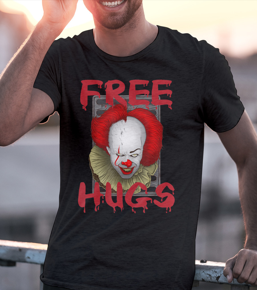 Free Hugs Halloween Evil Killer Scary Clown T-Shirt