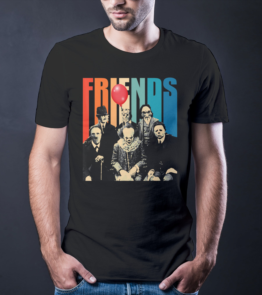 Friends Evil Scary Haunted Halloween Mask Horror Characters Balloon T-Shirt