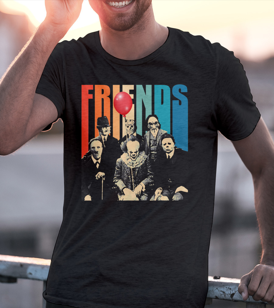 Friends Evil Scary Haunted Halloween Mask Horror Characters Balloon T-Shirt