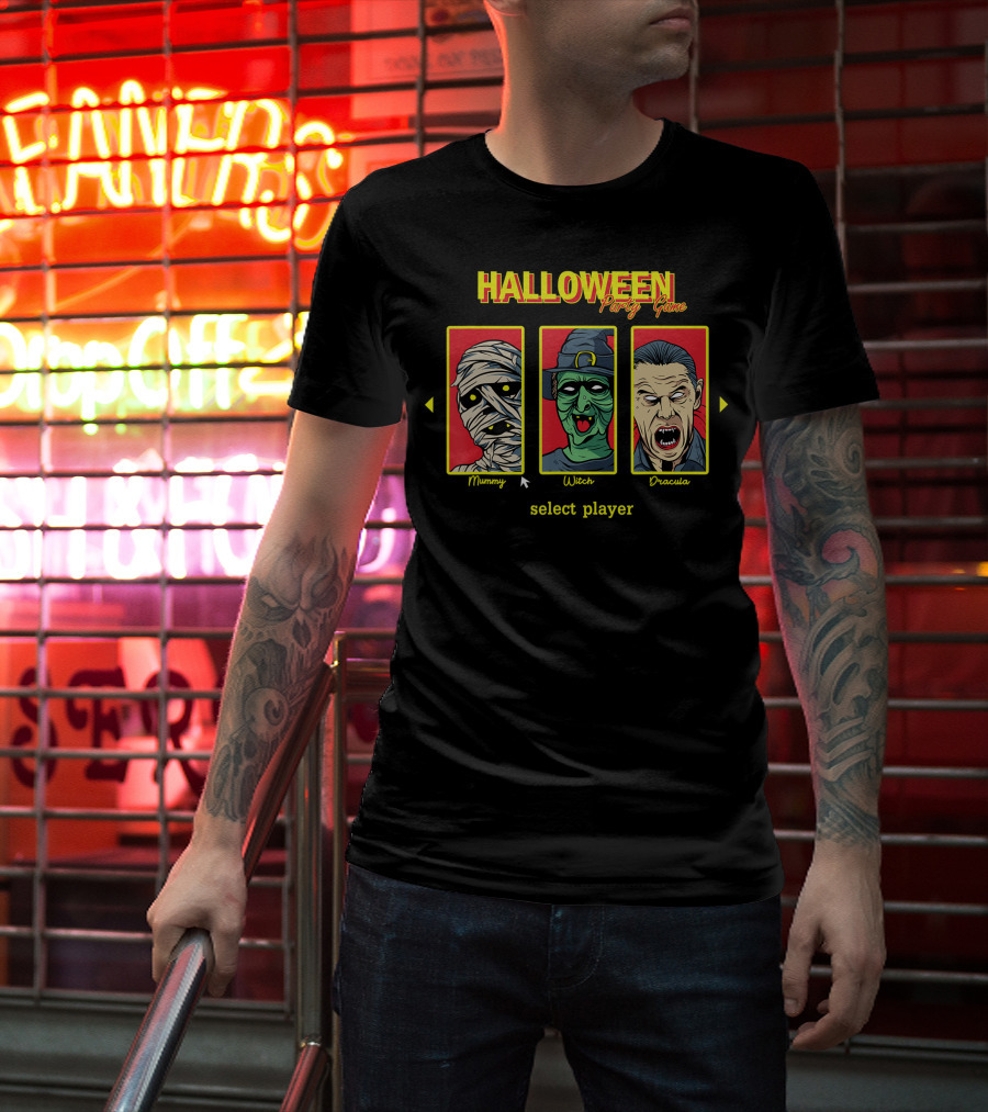 Halloween Party Game Mummy Witch Dracula Select Player T-Shirt