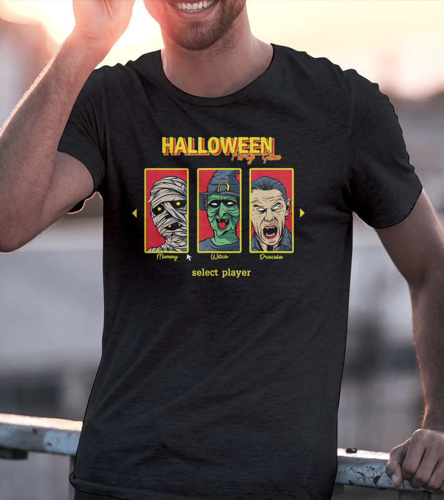 Halloween Party Game Mummy Witch Dracula Select Player T-Shirt