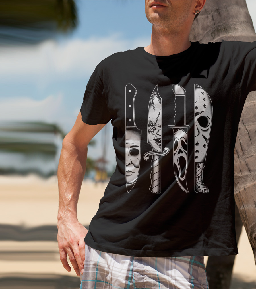 Horror Movie Knives Machete Friday Scary Icons T-Shirt
