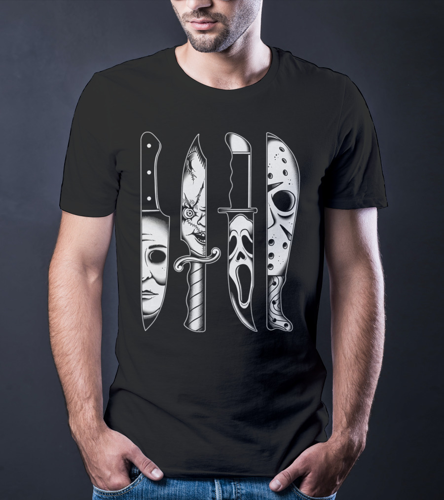 Horror Movie Knives Machete Friday Scary Icons T-Shirt