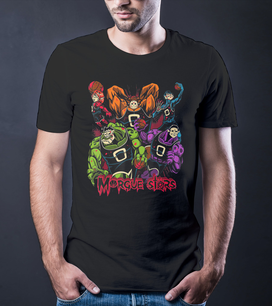 Morgue Stars Horror Characters Basketball Halloween T-Shirt