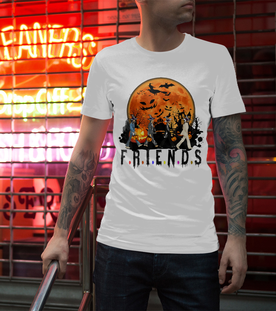 Halloween Friends Full Moon Walk With Characters Trick Or Treat T-Shirt