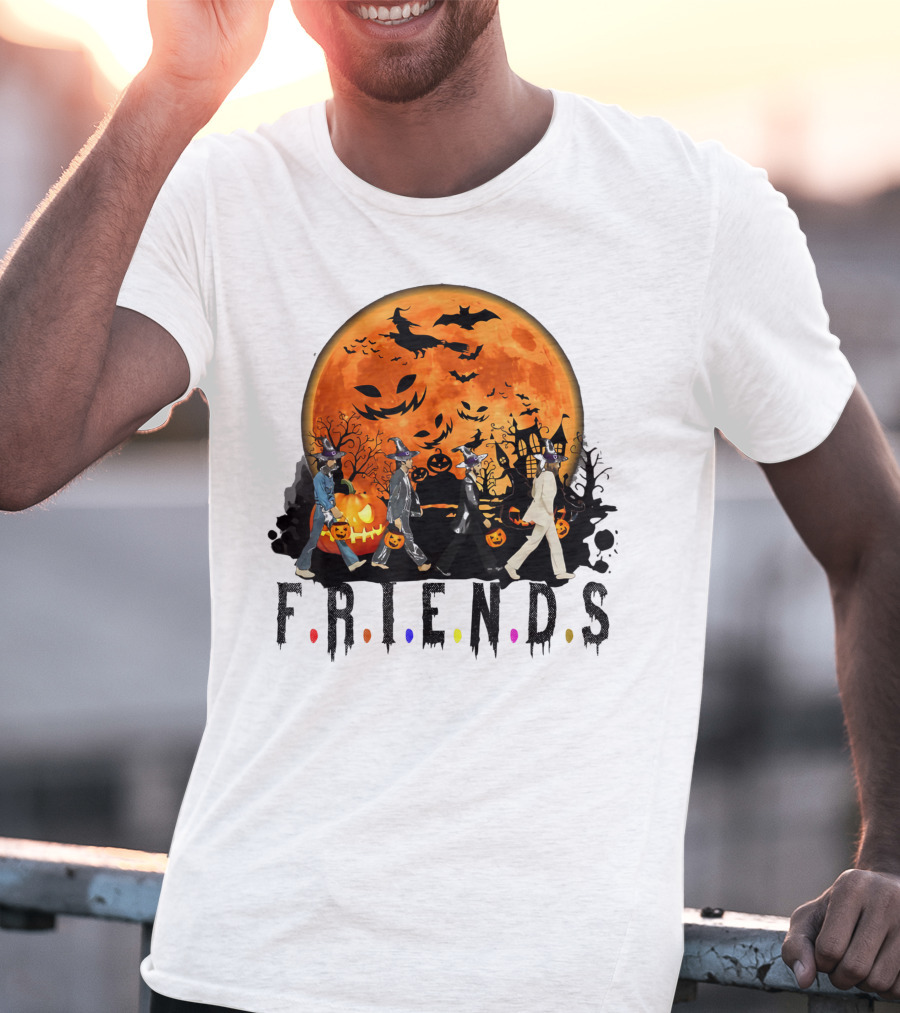 Halloween Friends Full Moon Walk With Characters Trick Or Treat T-Shirt