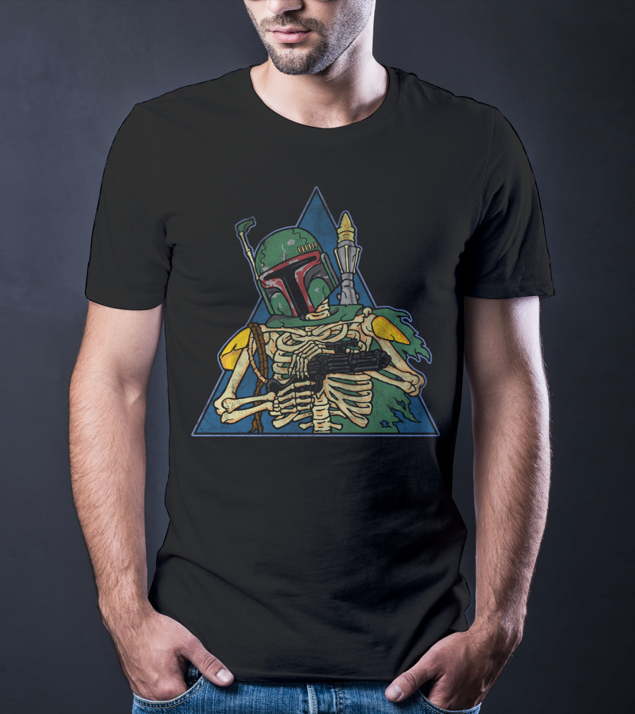 Star Wars Boba Fett Skeleton In Triangle Vesture T-Shirt