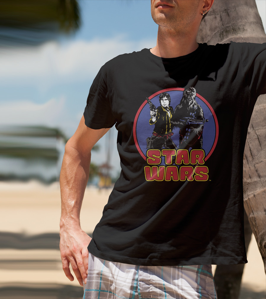 Star Wars Han Solo Chewbacca Retro Circle T-Shirt