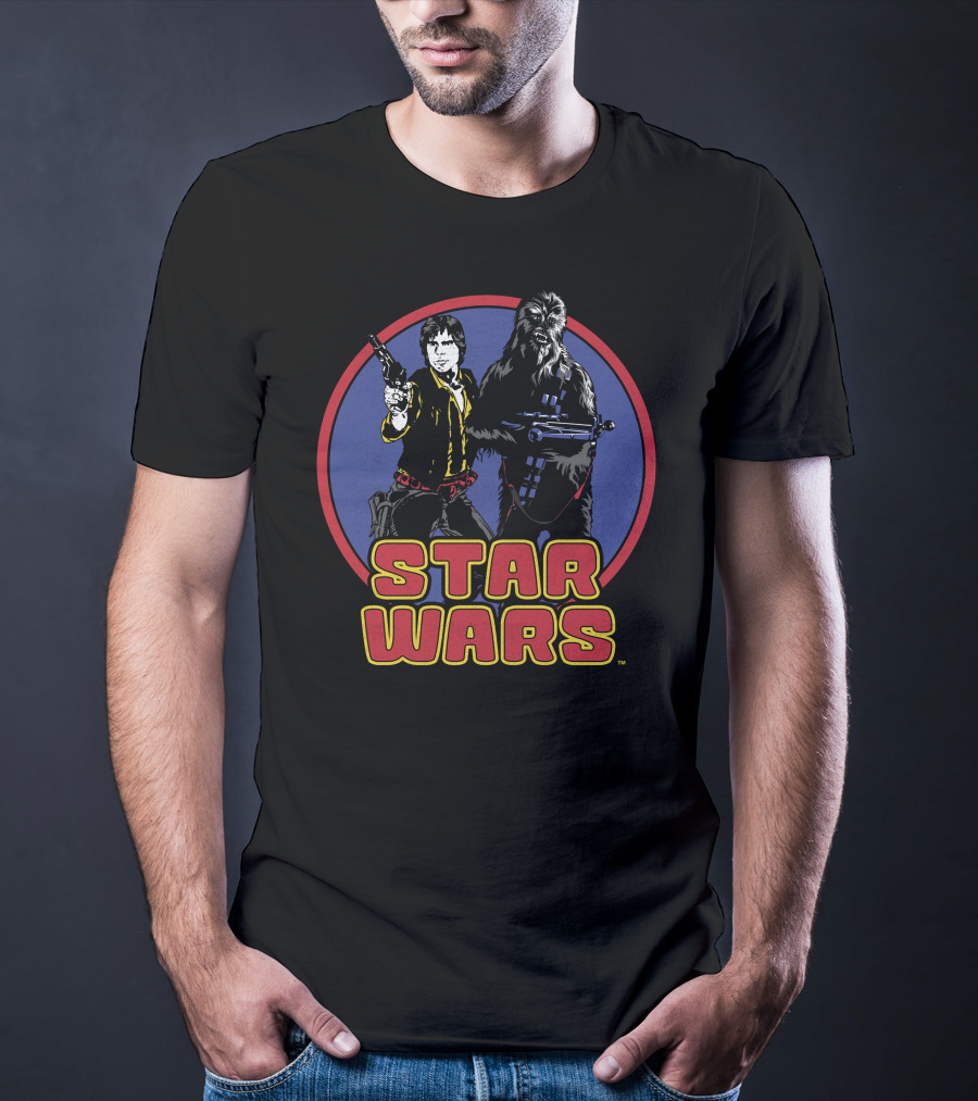 Star Wars Han Solo Chewbacca Retro Circle T-Shirt