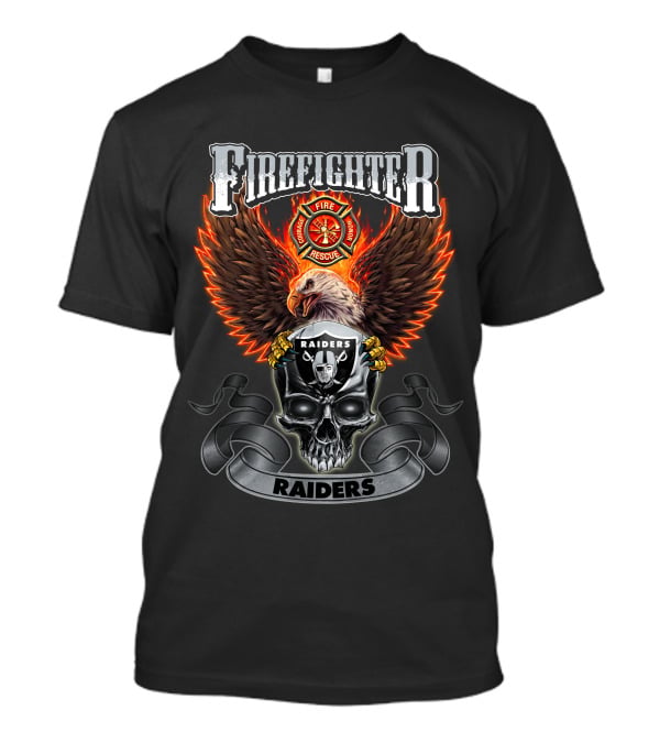 Firefighter Fire Rescue Eagle Skull Raiders T-Shirt