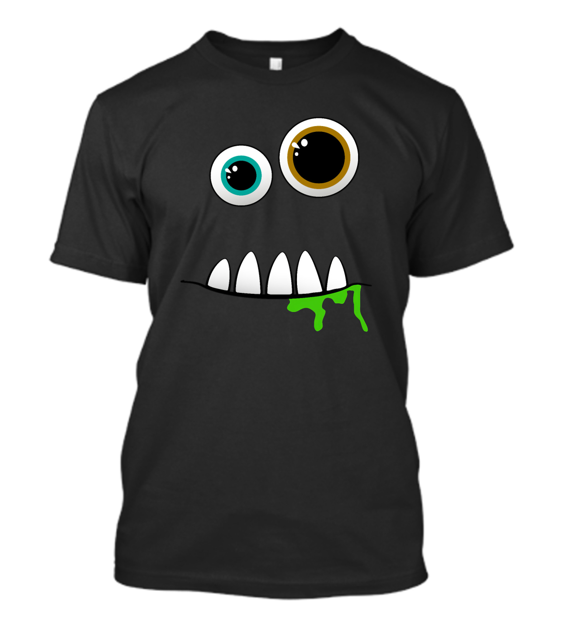 Funny Monster Face With Goofy Eyes And Drooling Green Slime T-Shirt
