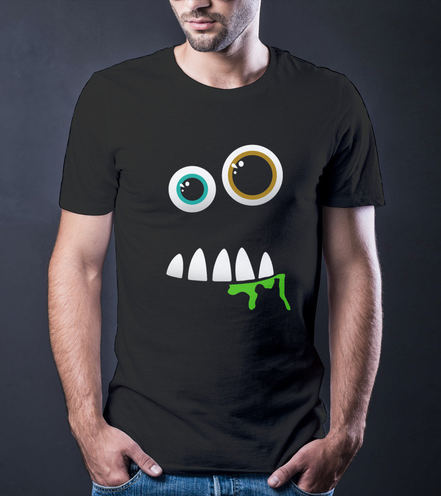 Funny Monster Face With Goofy Eyes And Drooling Green Slime T-Shirt