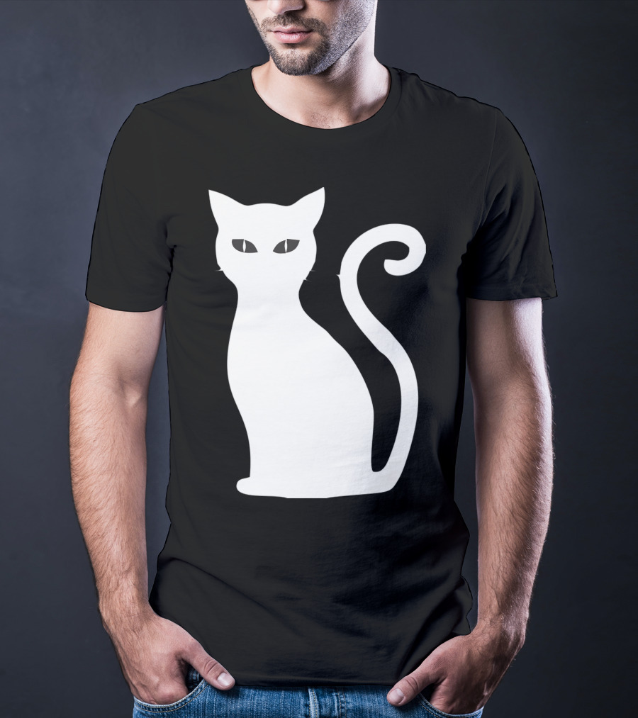 Halloween Cat Cute Cat Silhouette White T-Shirt