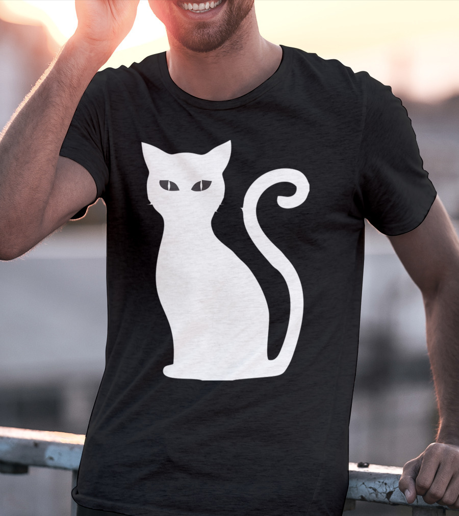 Halloween Cat Cute Cat Silhouette White T-Shirt