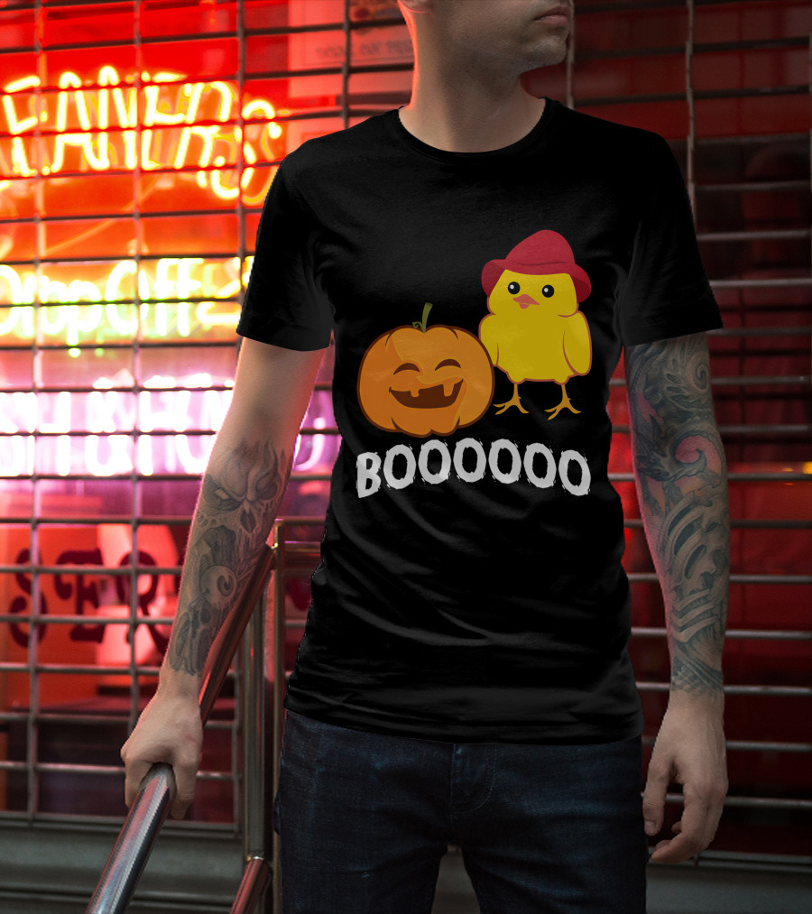 BOOOOO Halloween Funny Pumpkin And Chicken T-Shirt