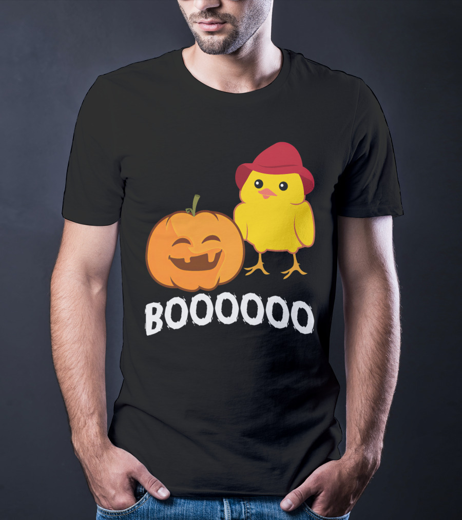 BOOOOO Halloween Funny Pumpkin And Chicken T-Shirt