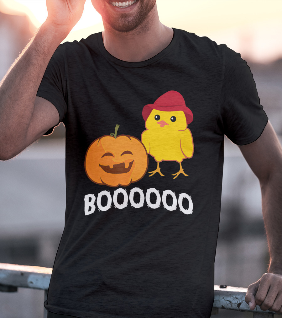 BOOOOO Halloween Funny Pumpkin And Chicken T-Shirt