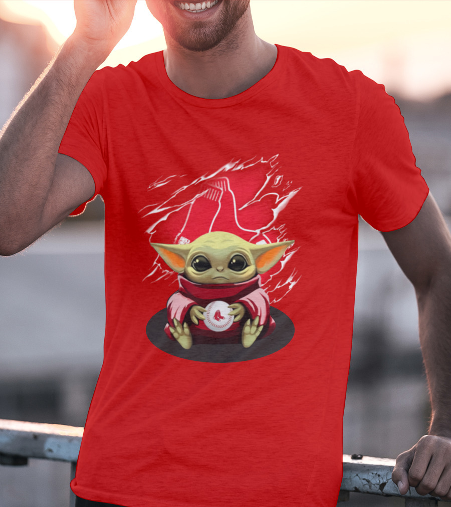 Yoda Holding Baseball In Front Of Boston Red Sox Socks T-Shirt