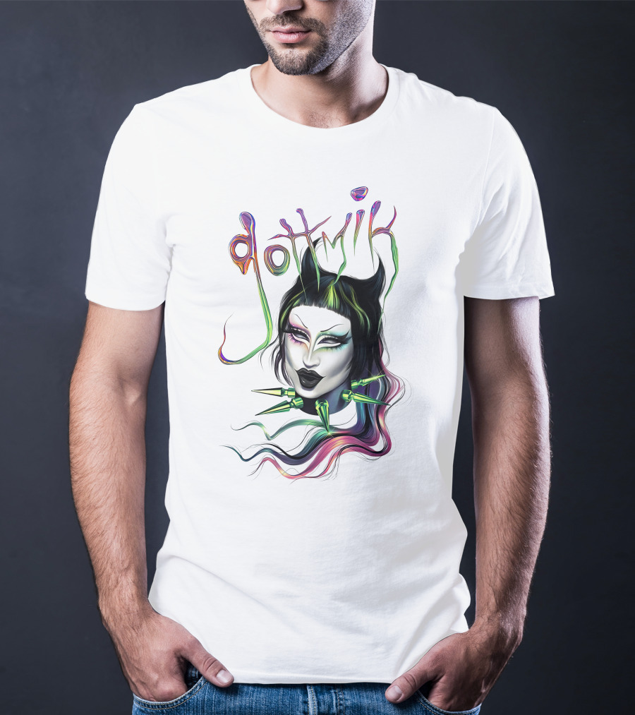 Gottmik Black Cat Ears Spiked Collar Colorful Face T-Shirt