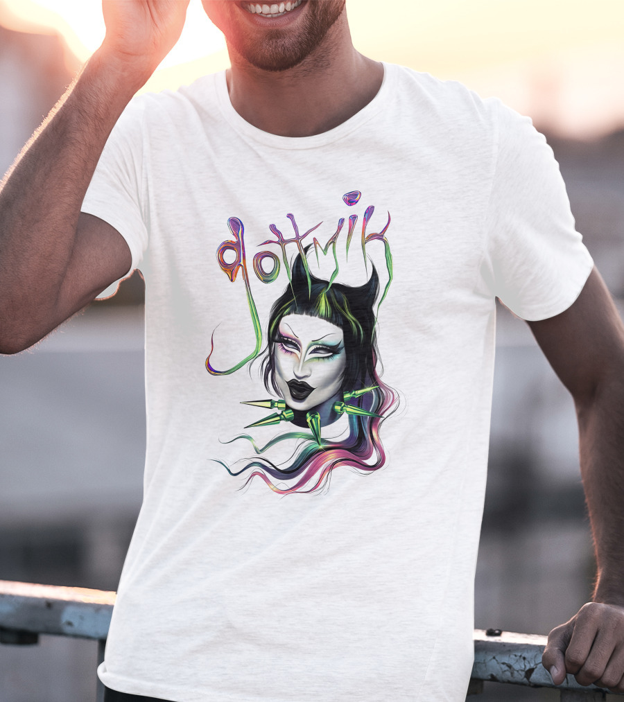 Gottmik Black Cat Ears Spiked Collar Colorful Face T-Shirt