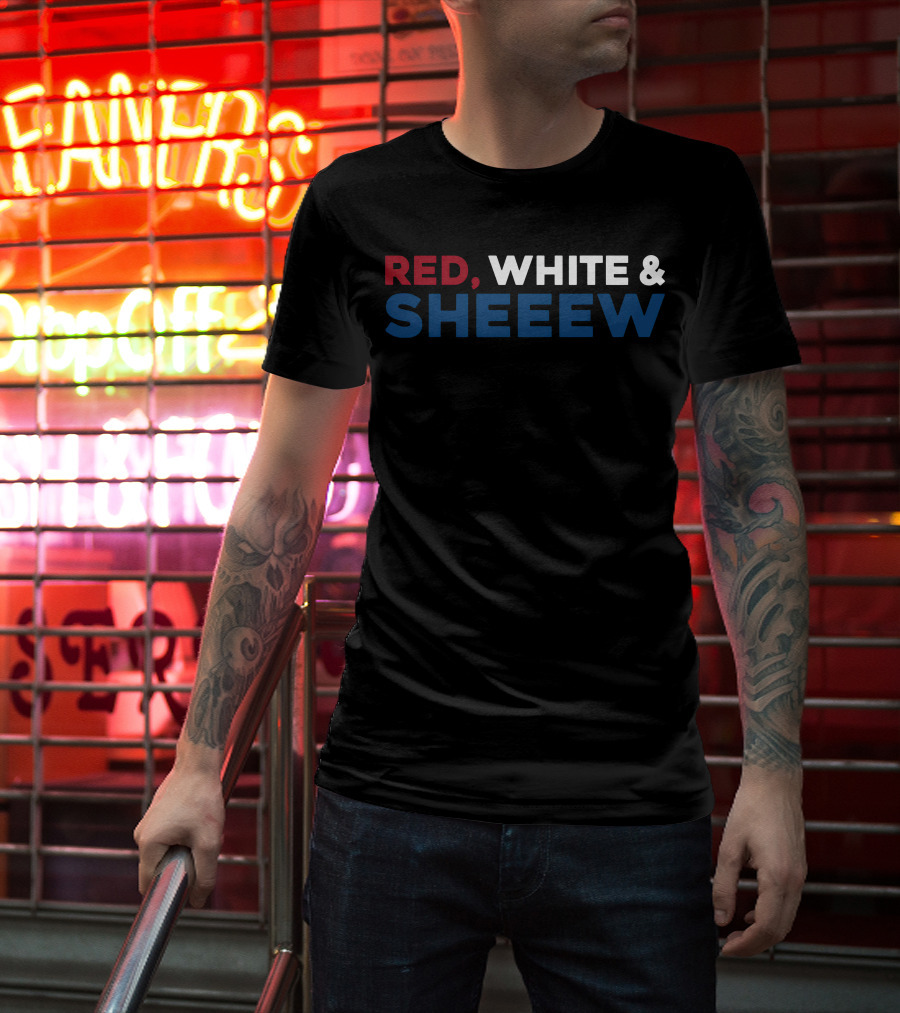 RED, WHITE And SHEEEW Beef Cake Merch T-Shirt