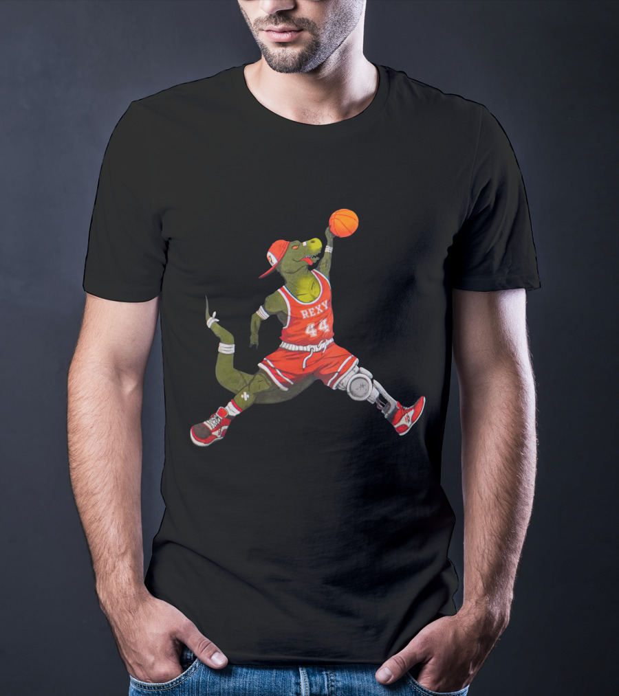 Rexy Basketball Slam Dunking Dinosaur Sports Jersey 44 How Ridiculous Merch T-Shirt