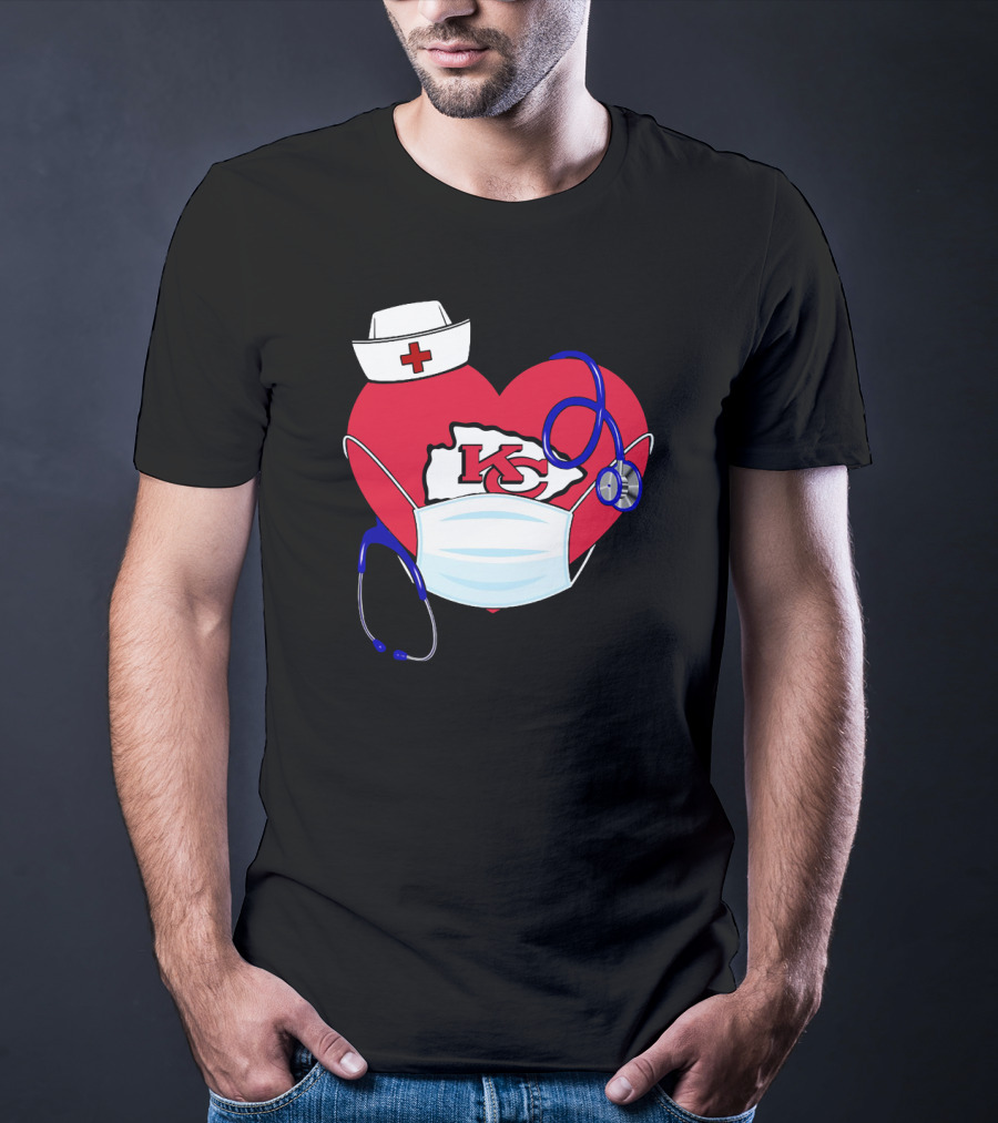 Heart KC Nurse Medical Stethoscope T-Shirt