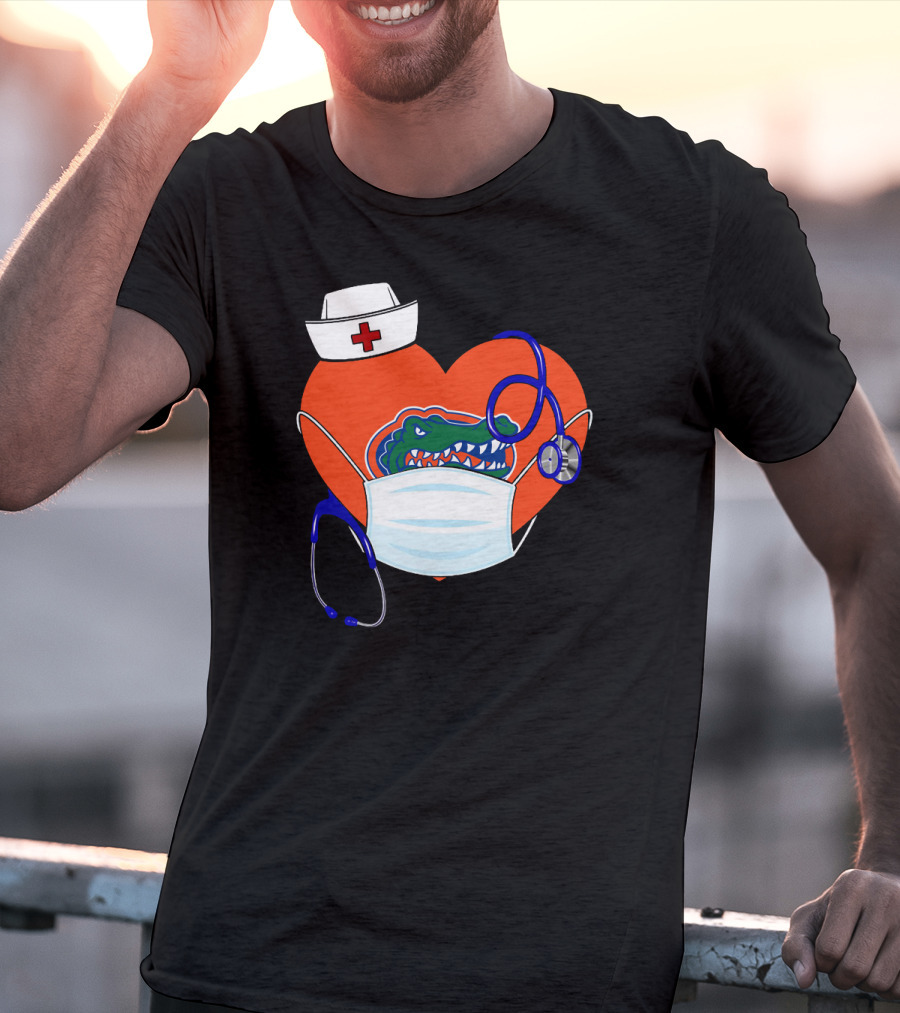 Heart Gators Nurse Healthcare Stethoscope Mask T-Shirt